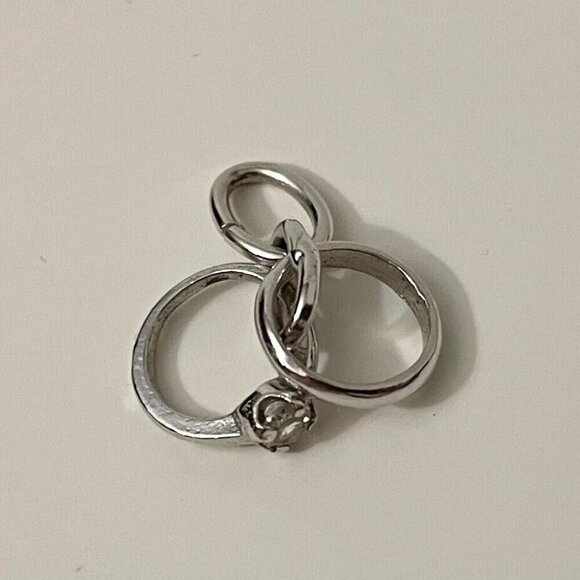Vintage Sterling Wedding Ring and Band Mini Charm - Picture 13 of 15